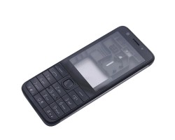Előlap Nokia 230 komplett ház előlap + akkufedél billentyűzet fekete (utángyártott)